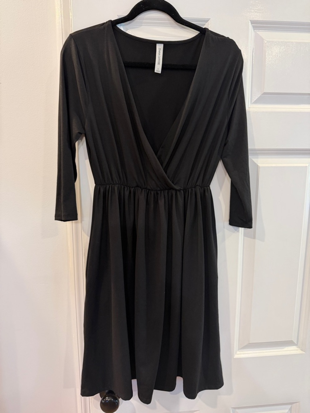 Zenana Outfitters Black V-Neck Wrap Dress